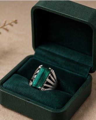 Ocean Blue-Green Tourmaline men's Ring