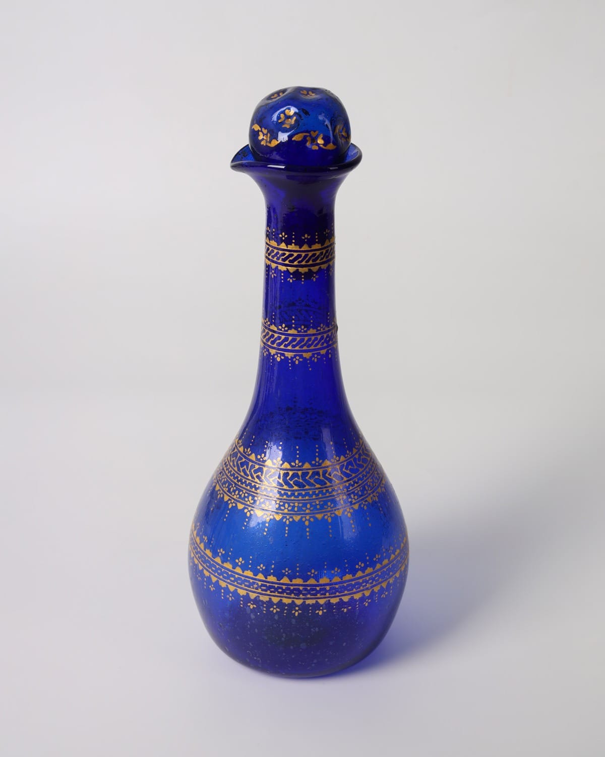 Blue Glass Decanter & Goblet Set 7 Pieces