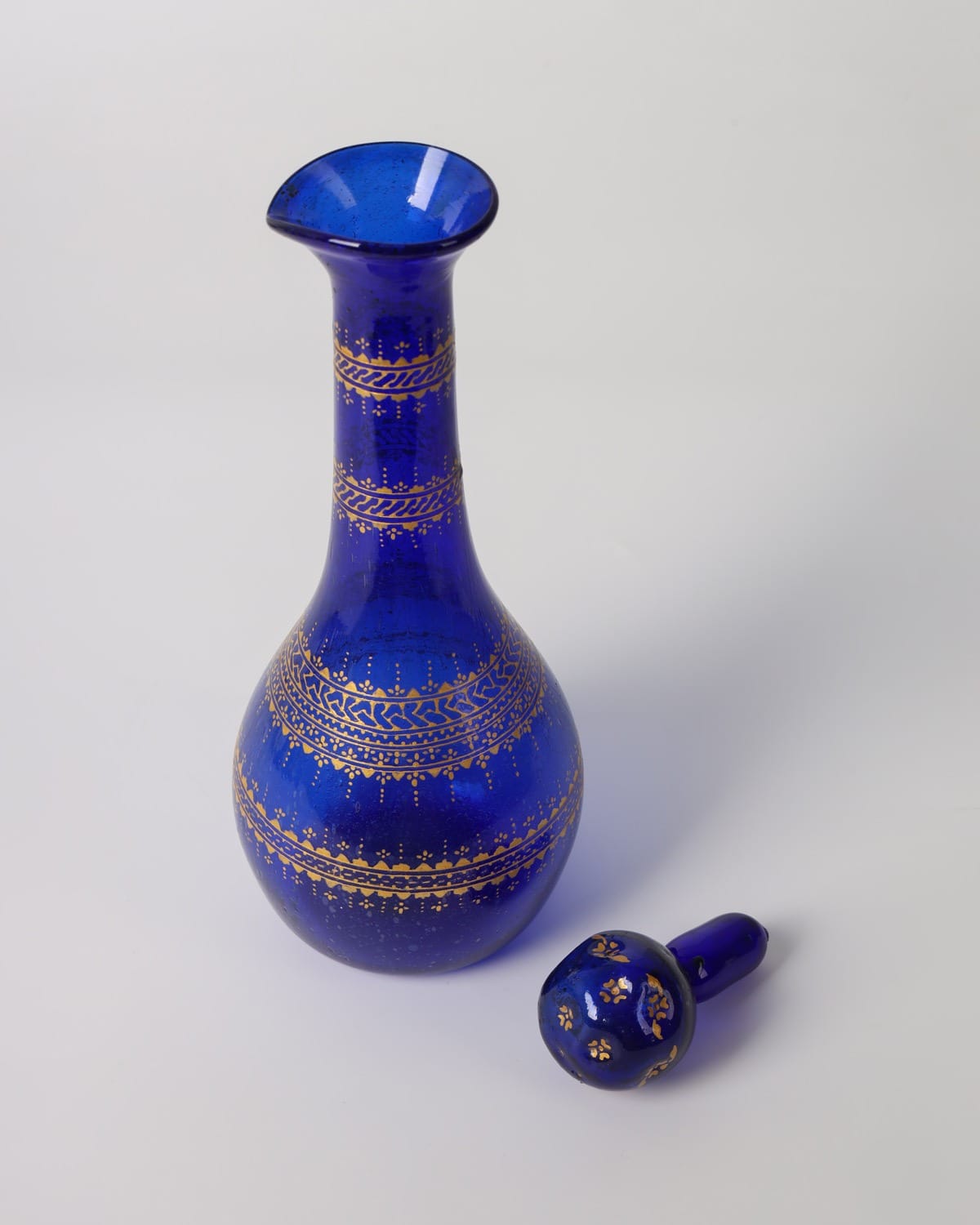Blue Glass Decanter & Goblet Set 7 Pieces