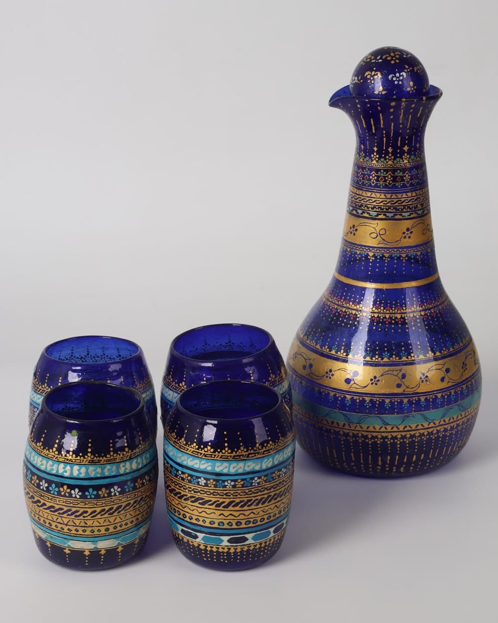 Gold Painted Glass Beverage Set
