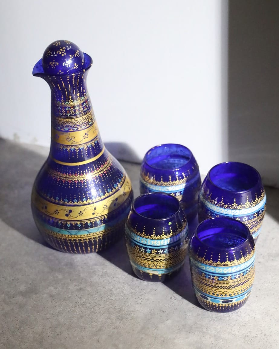 Gold Painted Glass Beverage Set