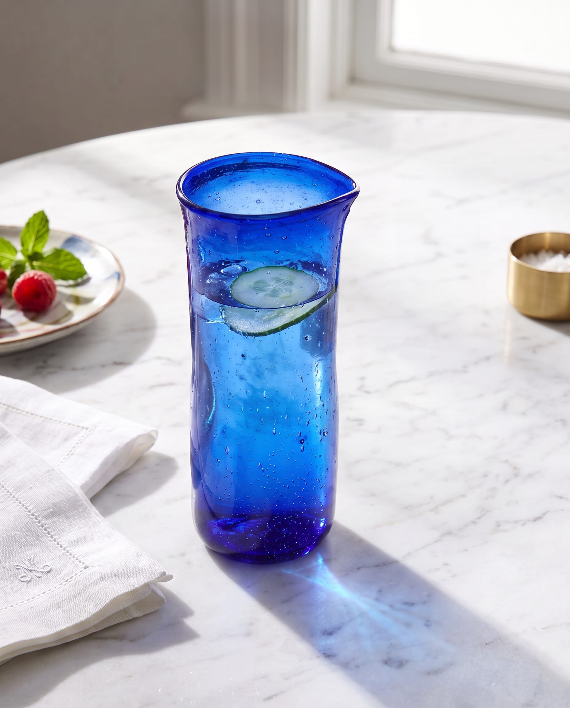 Handcrafted Cobalt Blue Glass & Mini Carafe