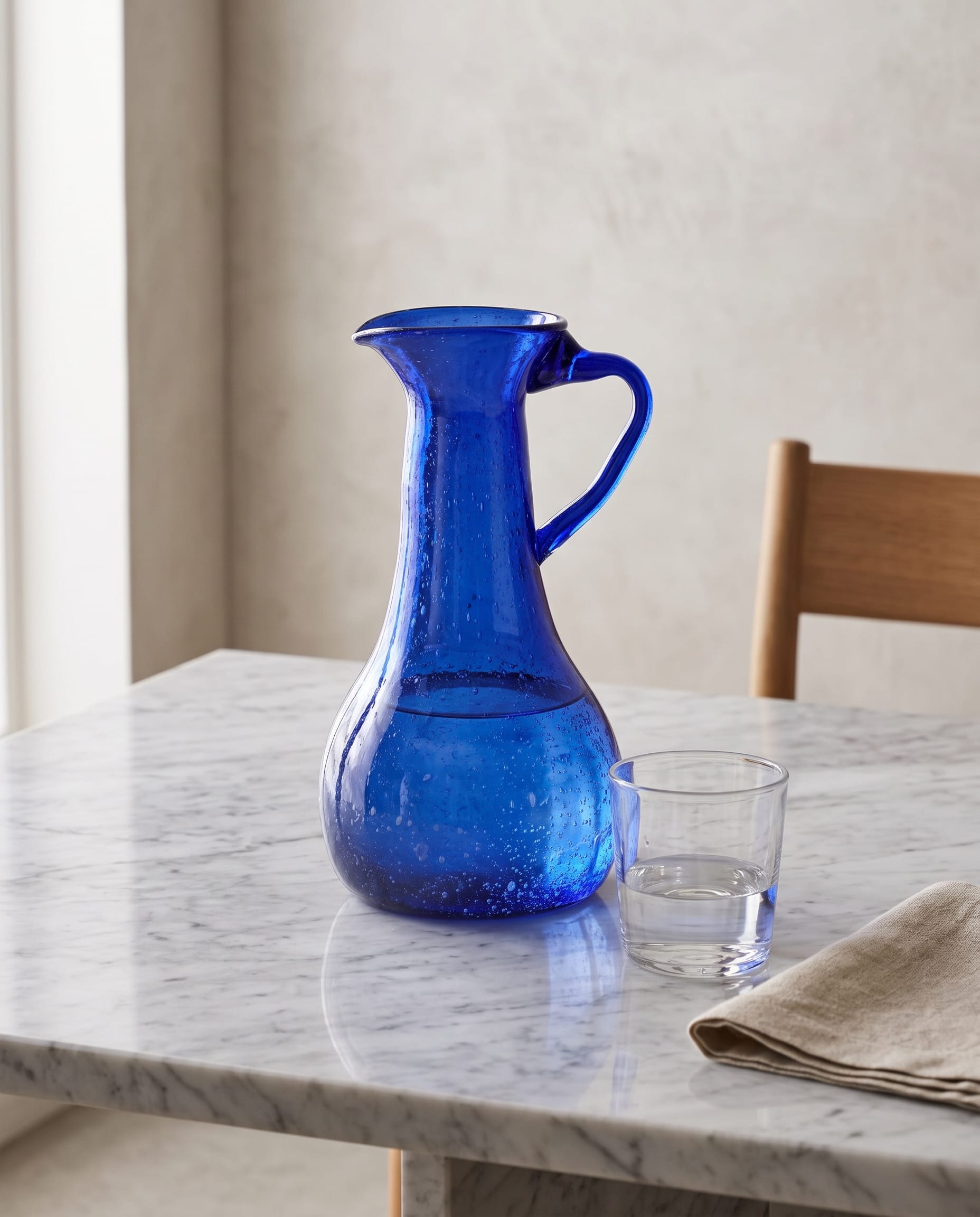 Cobalt Blue Glass Water Jug