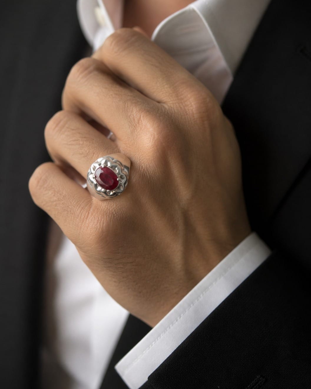 Men’s Tajik Ruby Silver Ring