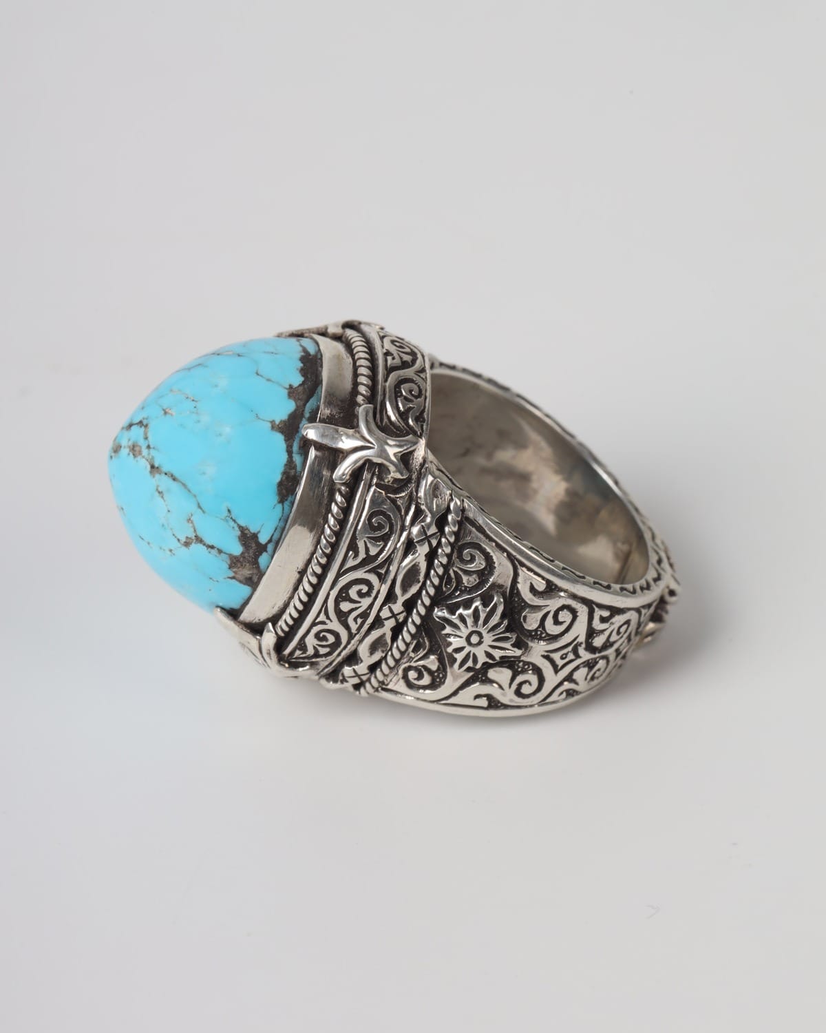Seljuk Style Turquoise Silver Ring