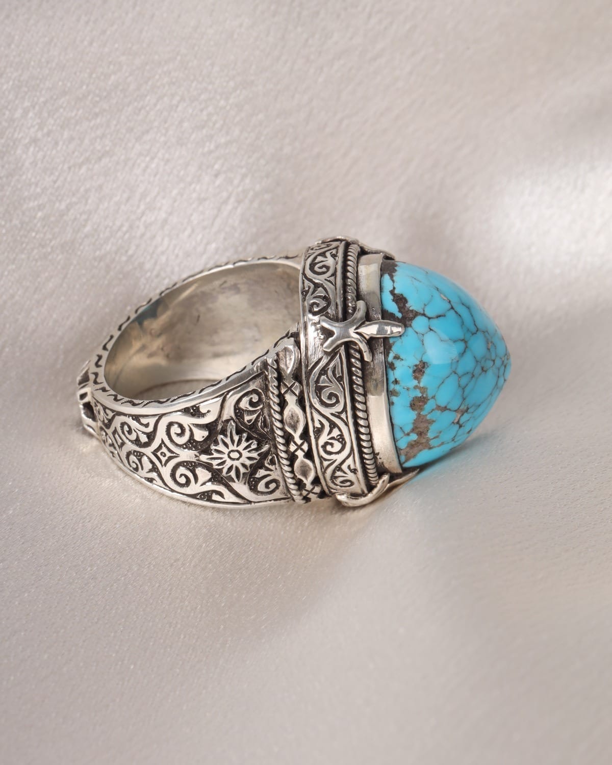 Seljuk Style Turquoise Silver Ring