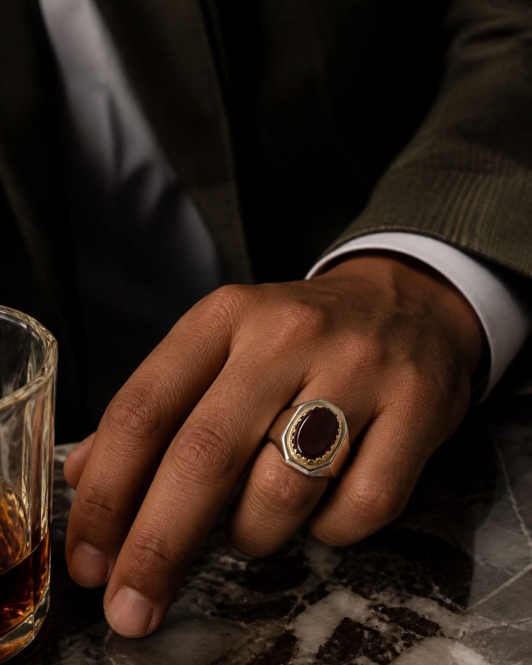 Men’s Iranian Agate Silver Ring