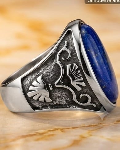 Lapis Royalty Engraved Silver Ring (Classic & Premium)
