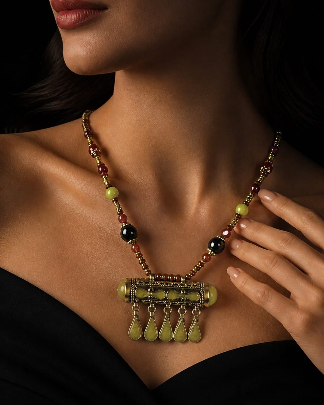 Multicolor  Shamqad & Agate Heritage Necklace