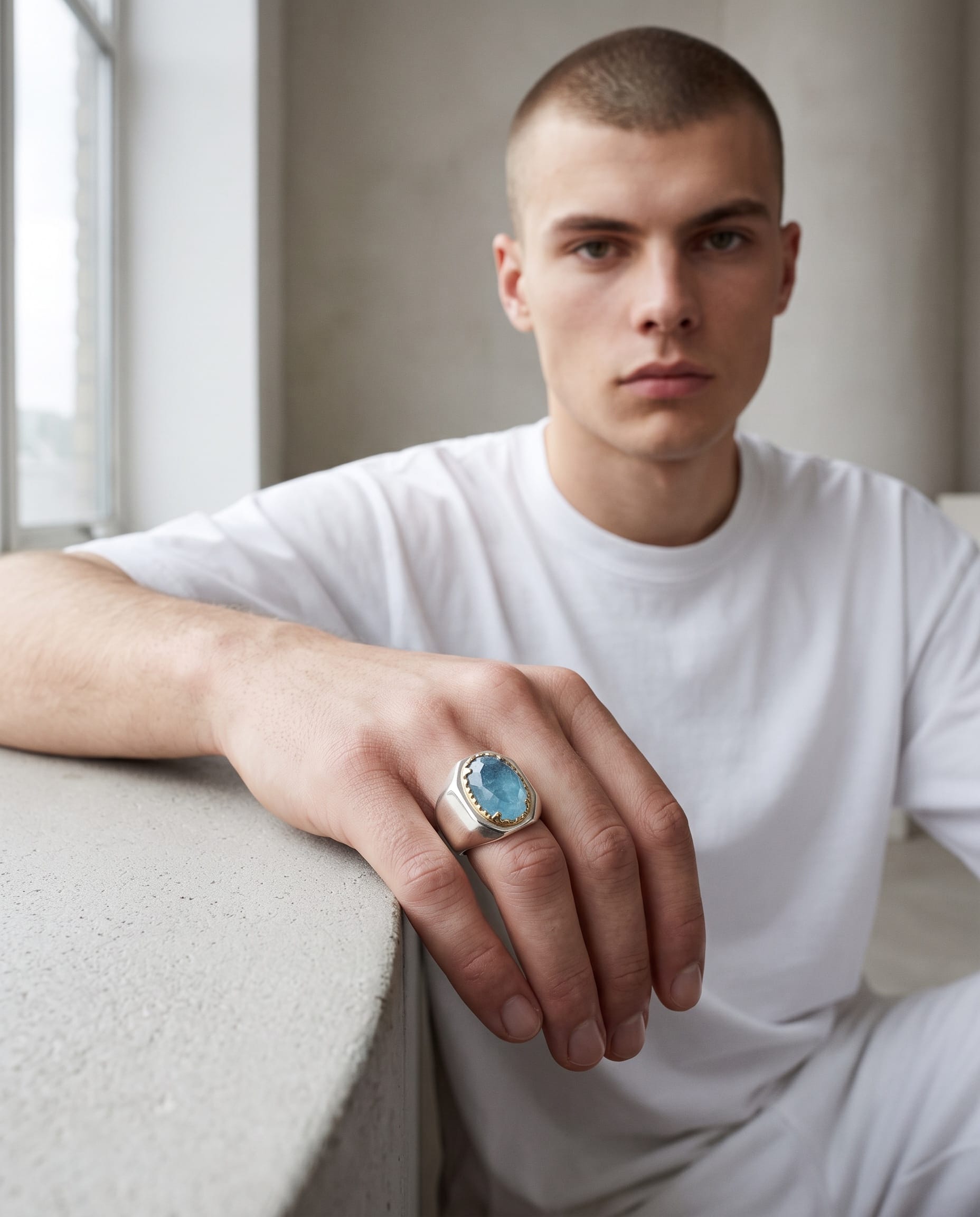 Silver Ring with 9.75ct Aquamarine Gemstone