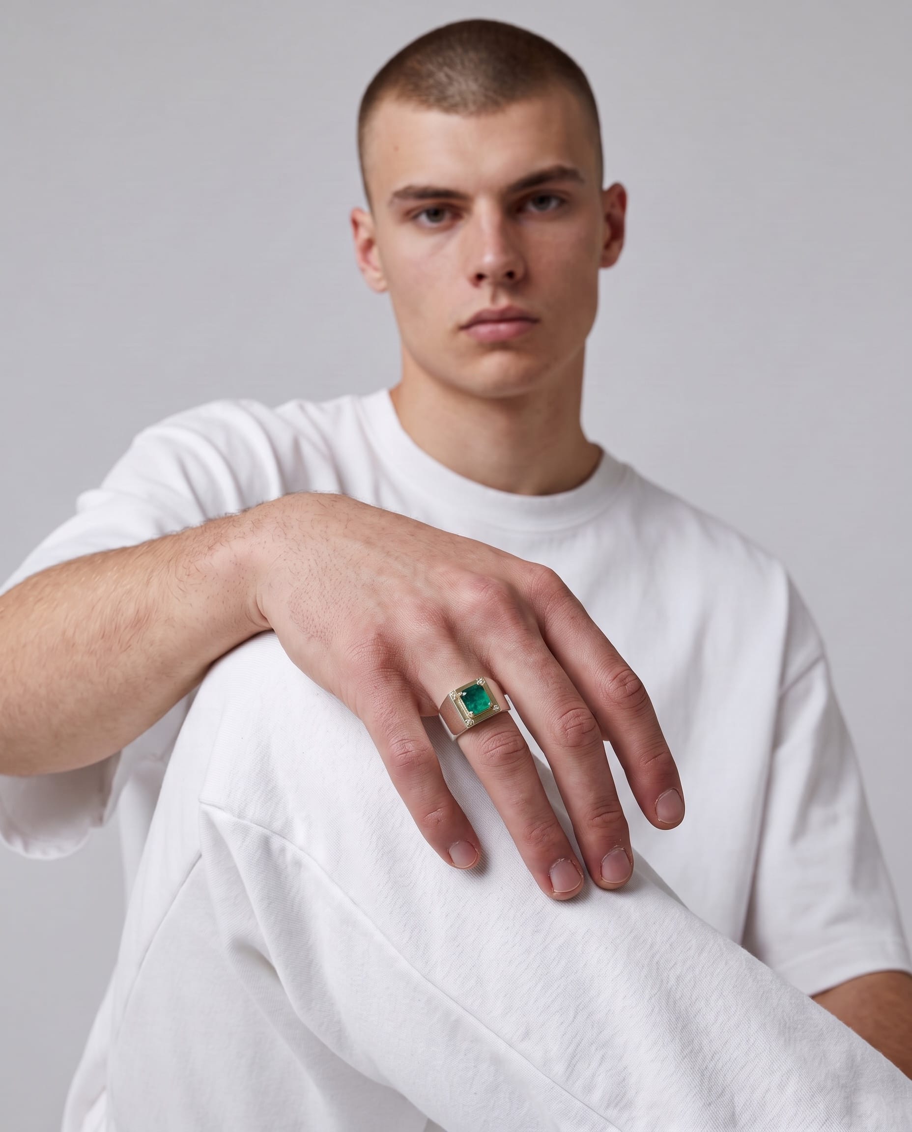 Men’s 925 Sterling Silver Ring with Panjshir Emerald