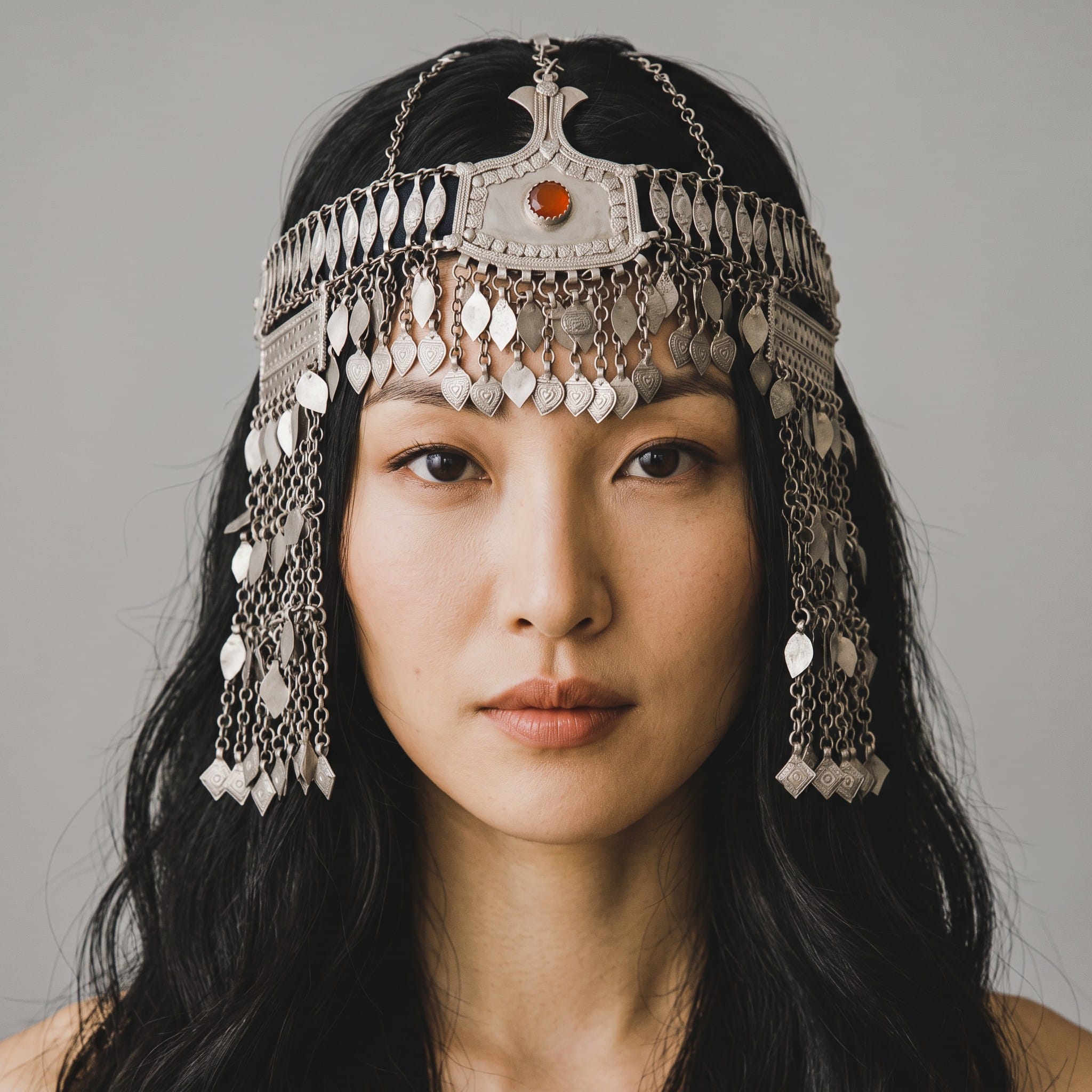 Hazaragi Handmade Headpiece Set | Guilt Traditional Afghan Mathapati Set ( Earring, Necklace and Headpiece )