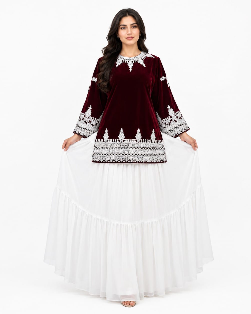 Handmade Afghan Velvet Dress Full Set