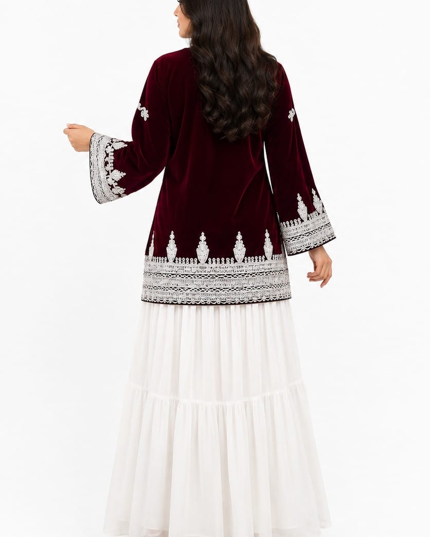 Handmade Afghan Velvet Dress Full Set