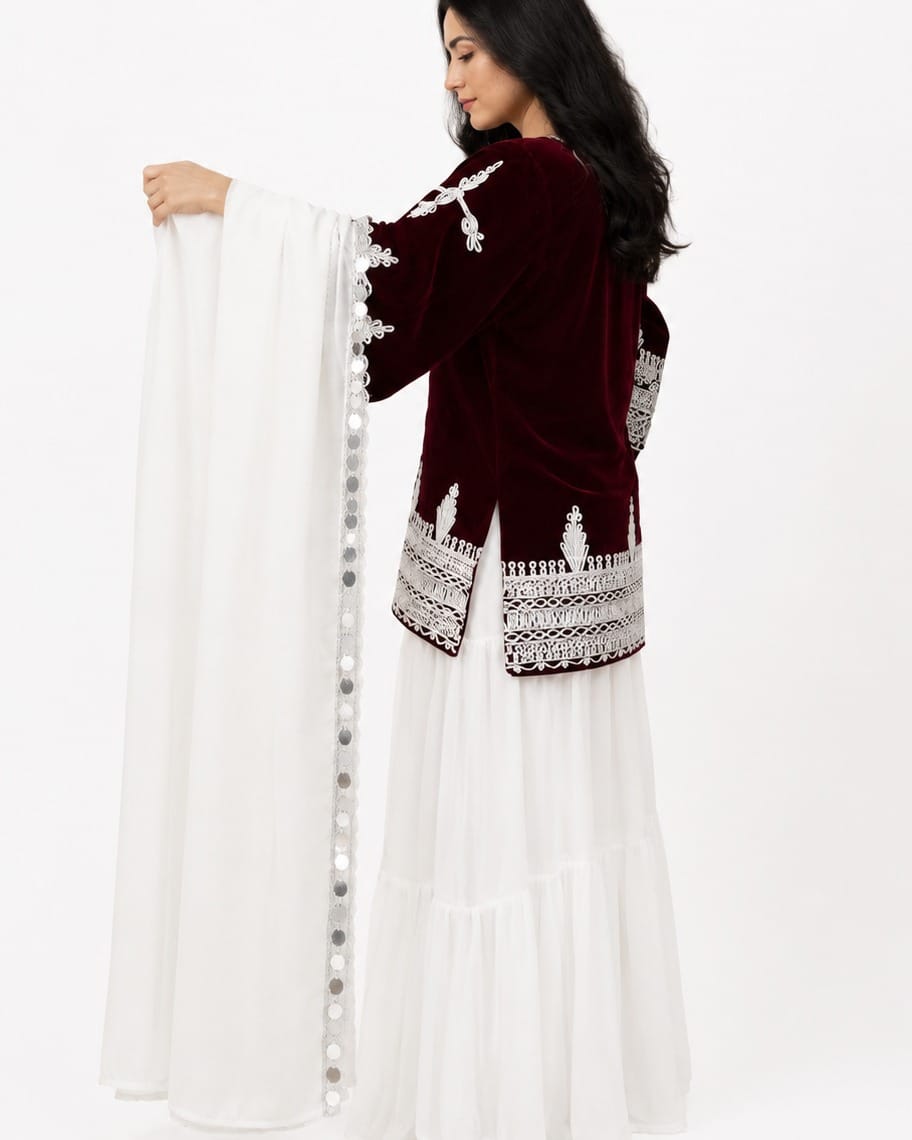 Handmade Afghan Velvet Dress Full Set