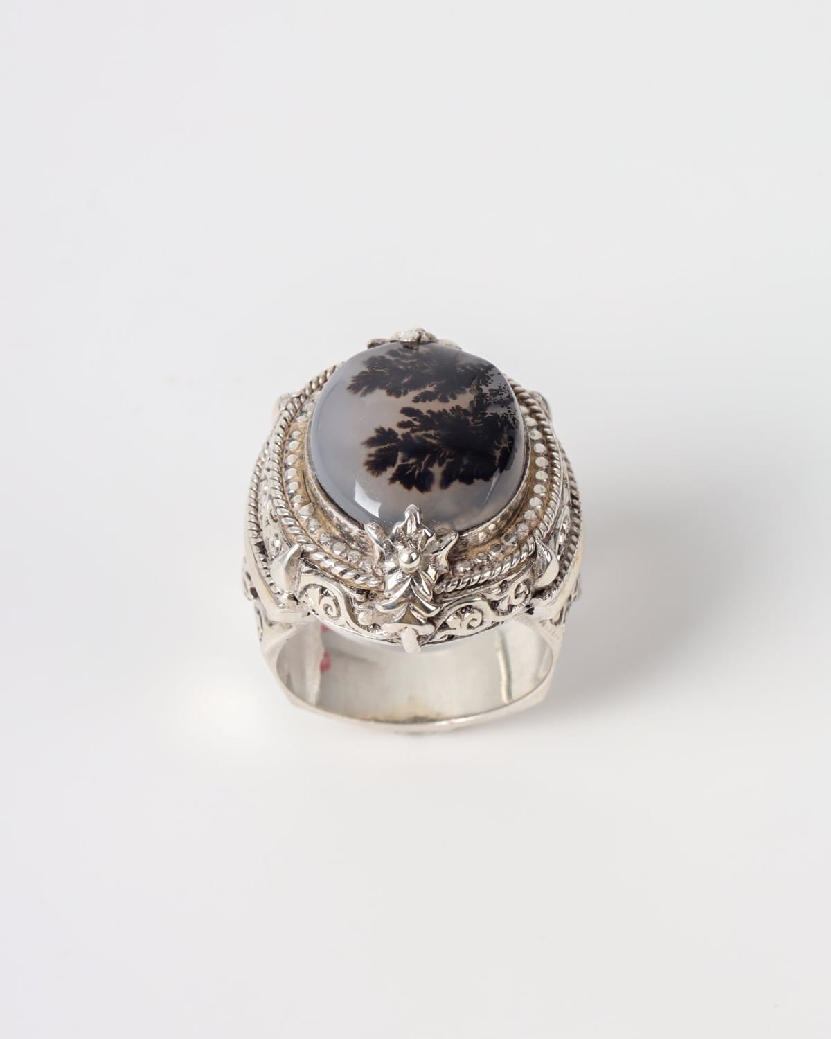 Dendritic Agate Men's Silver Ring