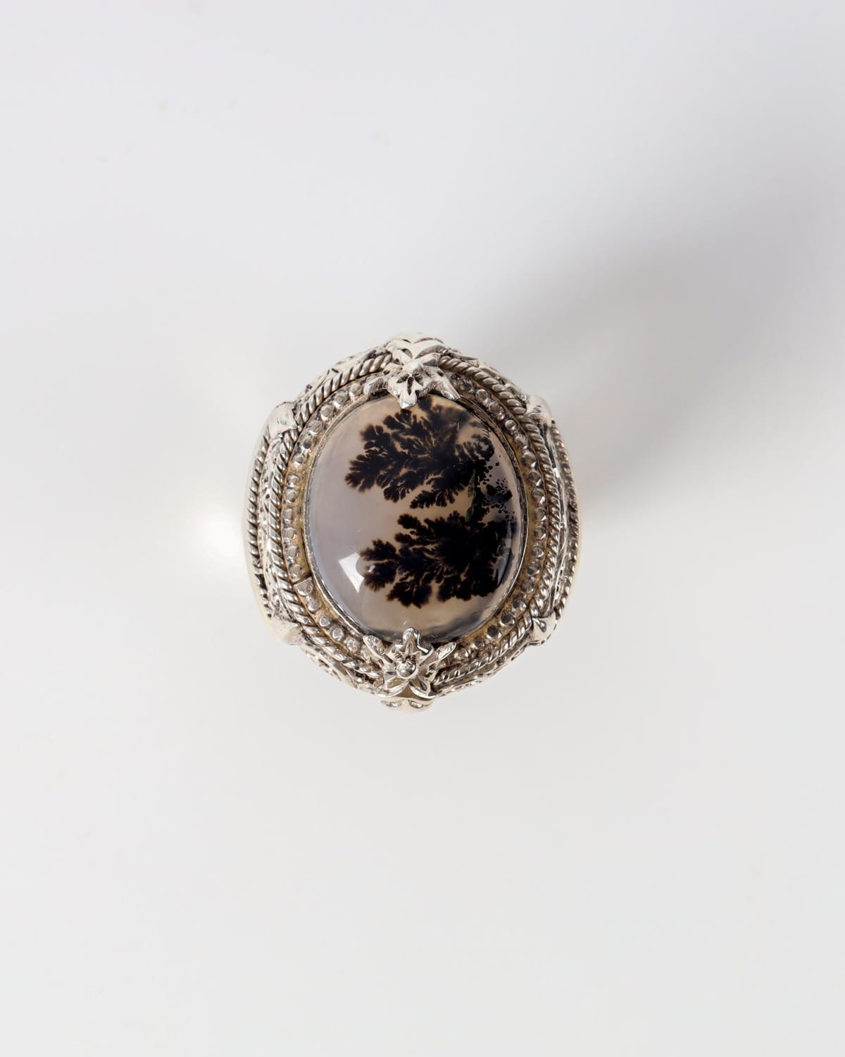 Dendritic Agate Men's Silver Ring