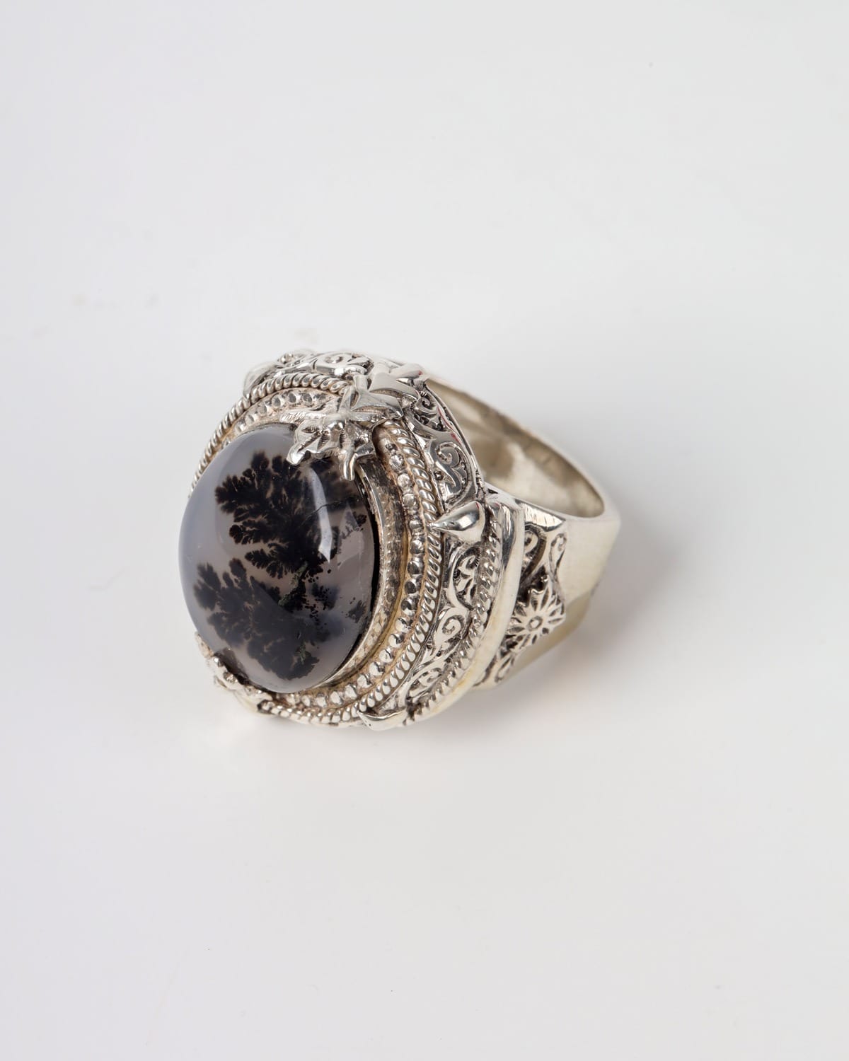 Dendritic Agate Men's Silver Ring