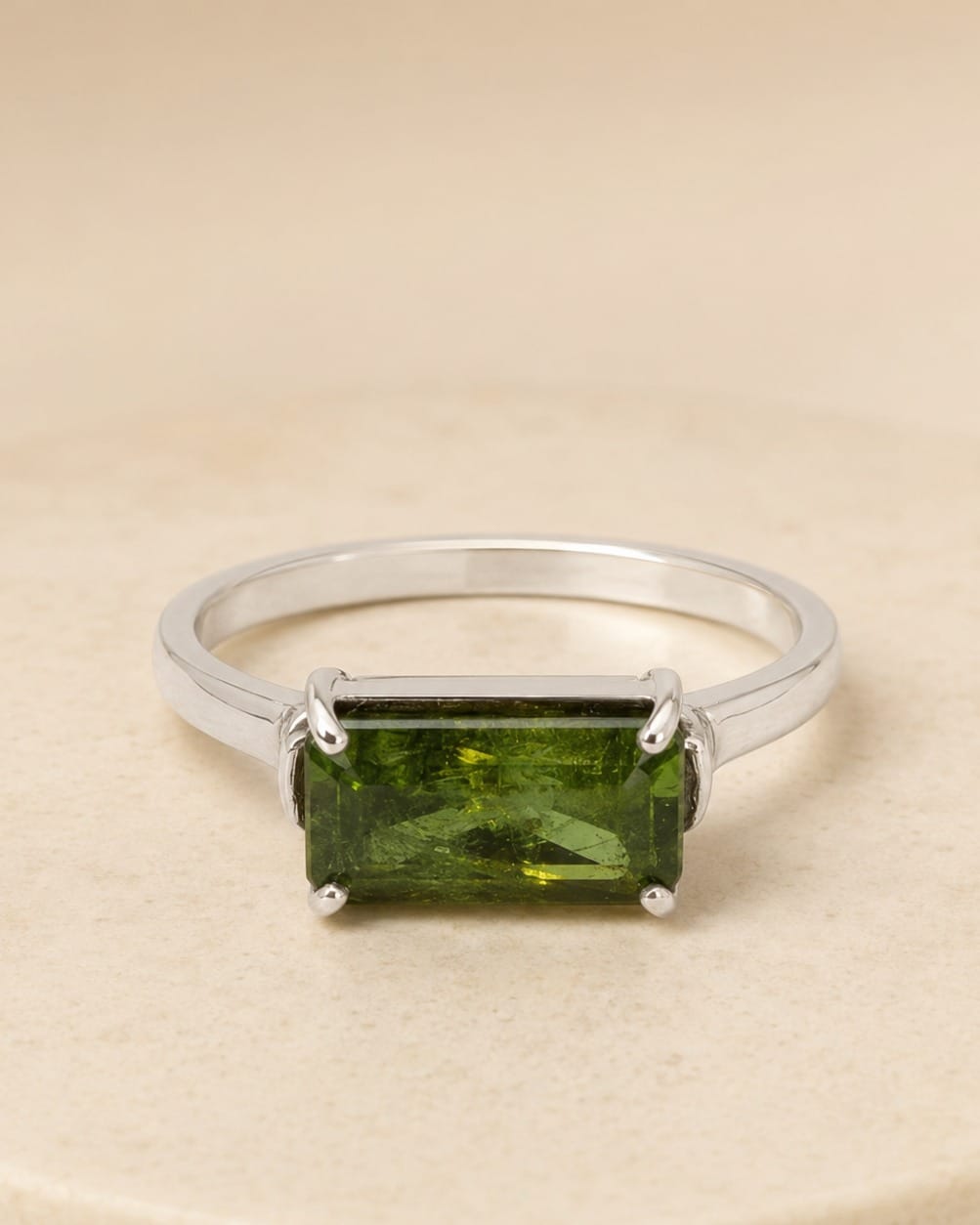 Green Beryl Silver Ring