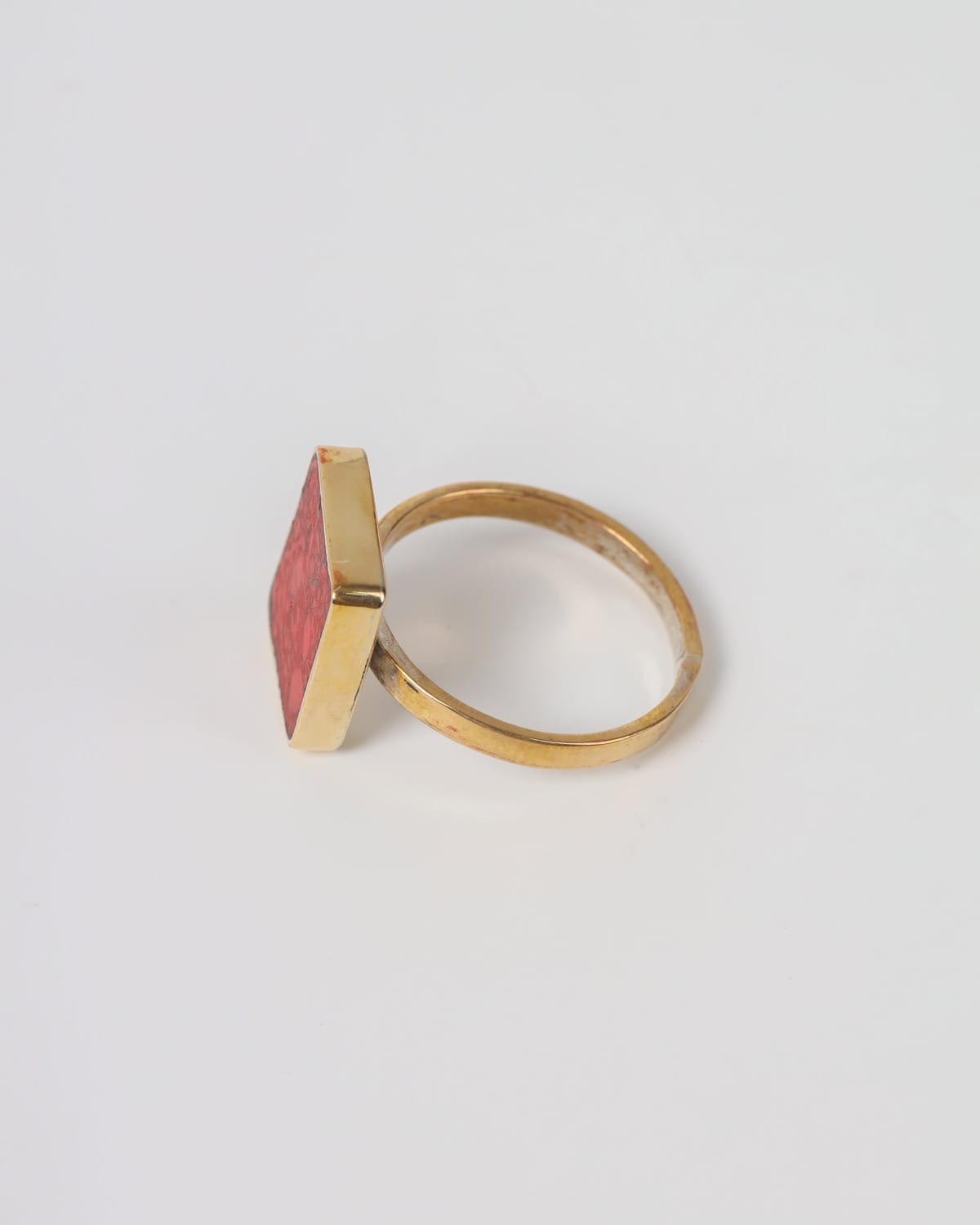 Natural Coral Silver Women's Ring