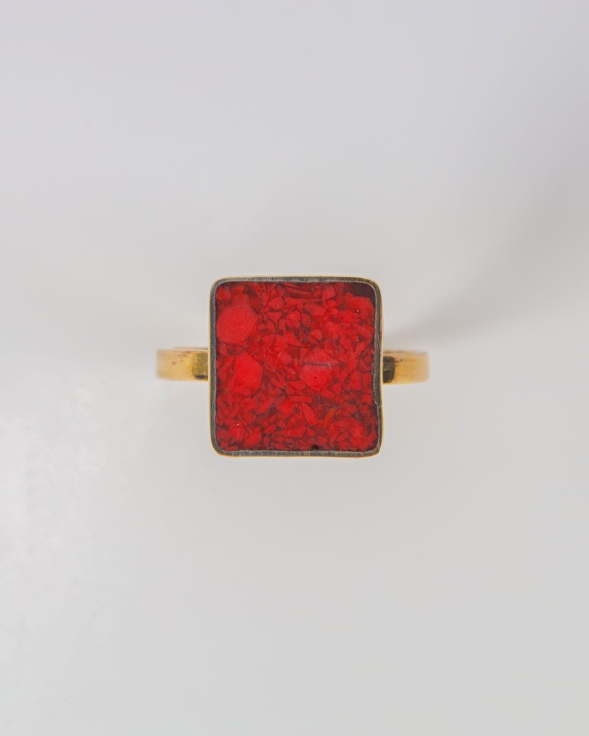 Natural Coral Silver Women's Ring