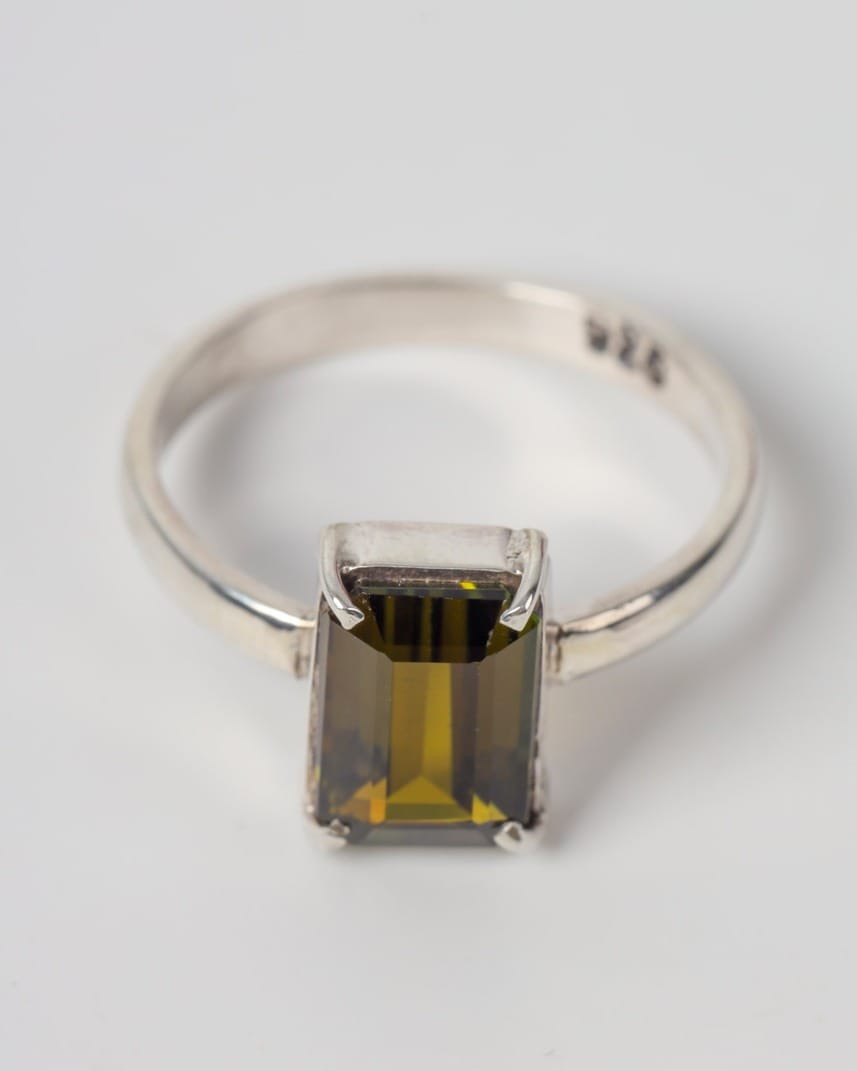 Kunar Green Tourmaline Sterling Silver Ring