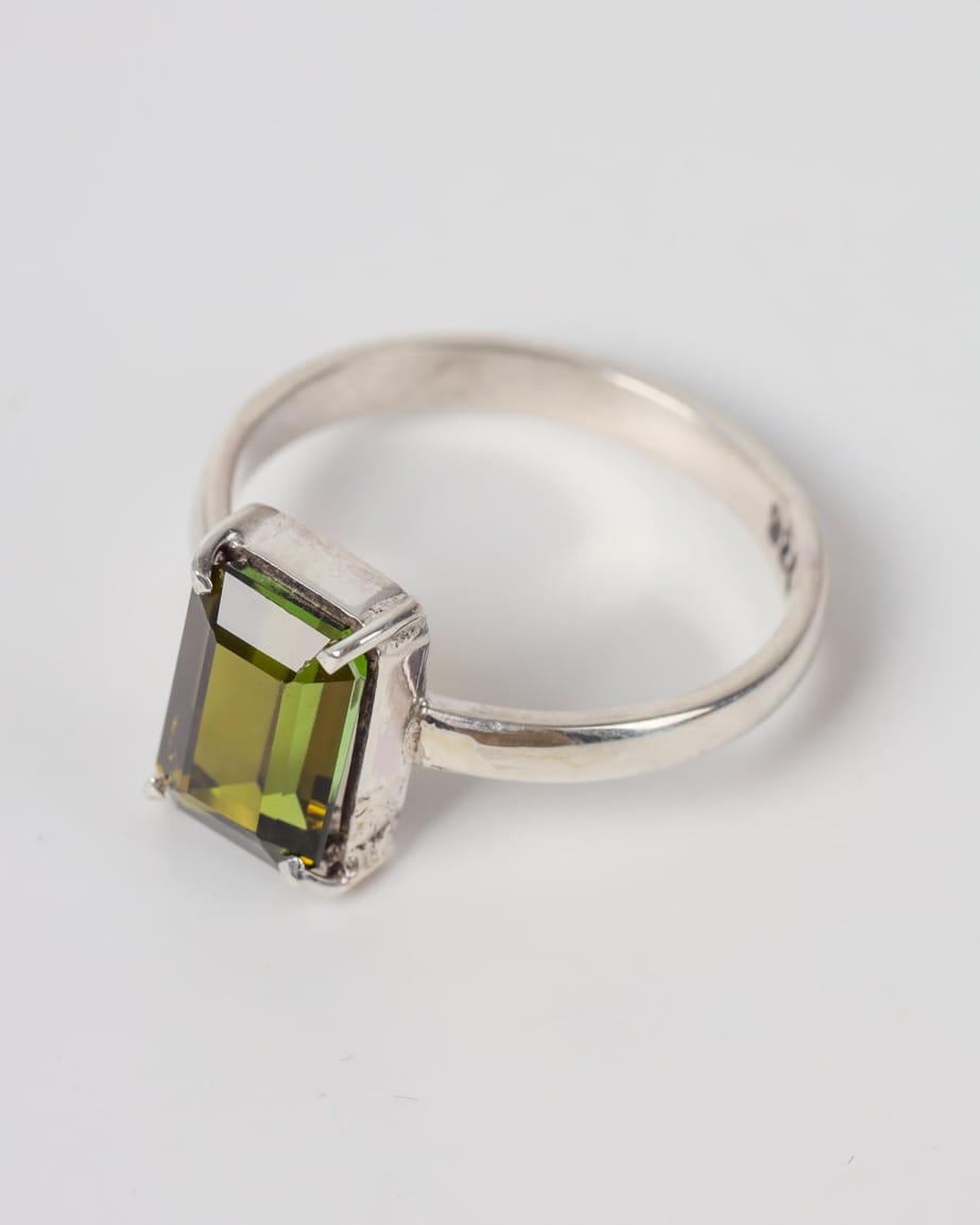 Kunar Green Tourmaline Sterling Silver Ring