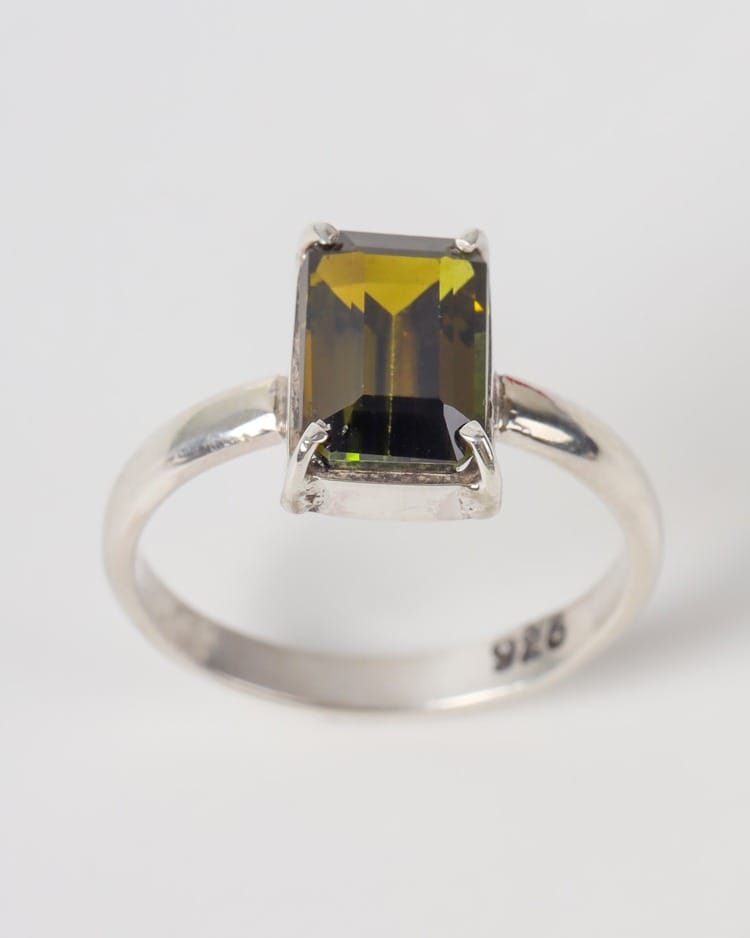 Kunar Green Tourmaline Sterling Silver Ring