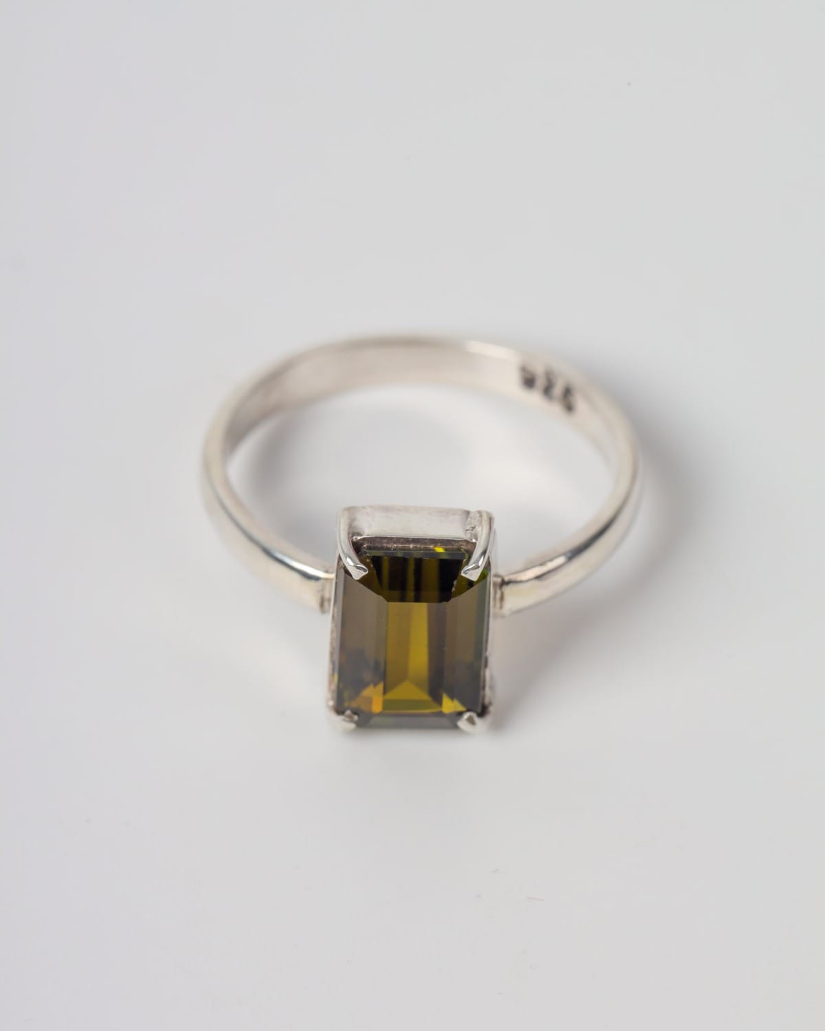 Womens Green Tourmaline Sterling Silver Ring