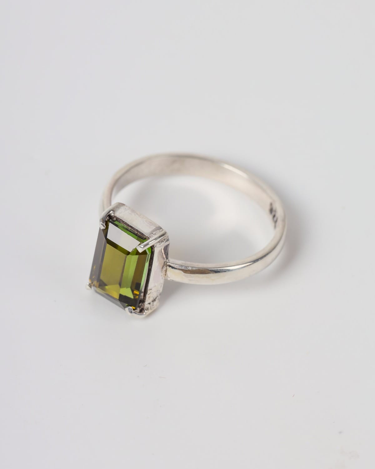 Womens Green Tourmaline Sterling Silver Ring