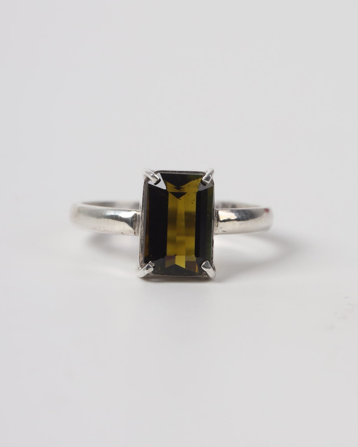 Womens Green Tourmaline Sterling Silver Ring