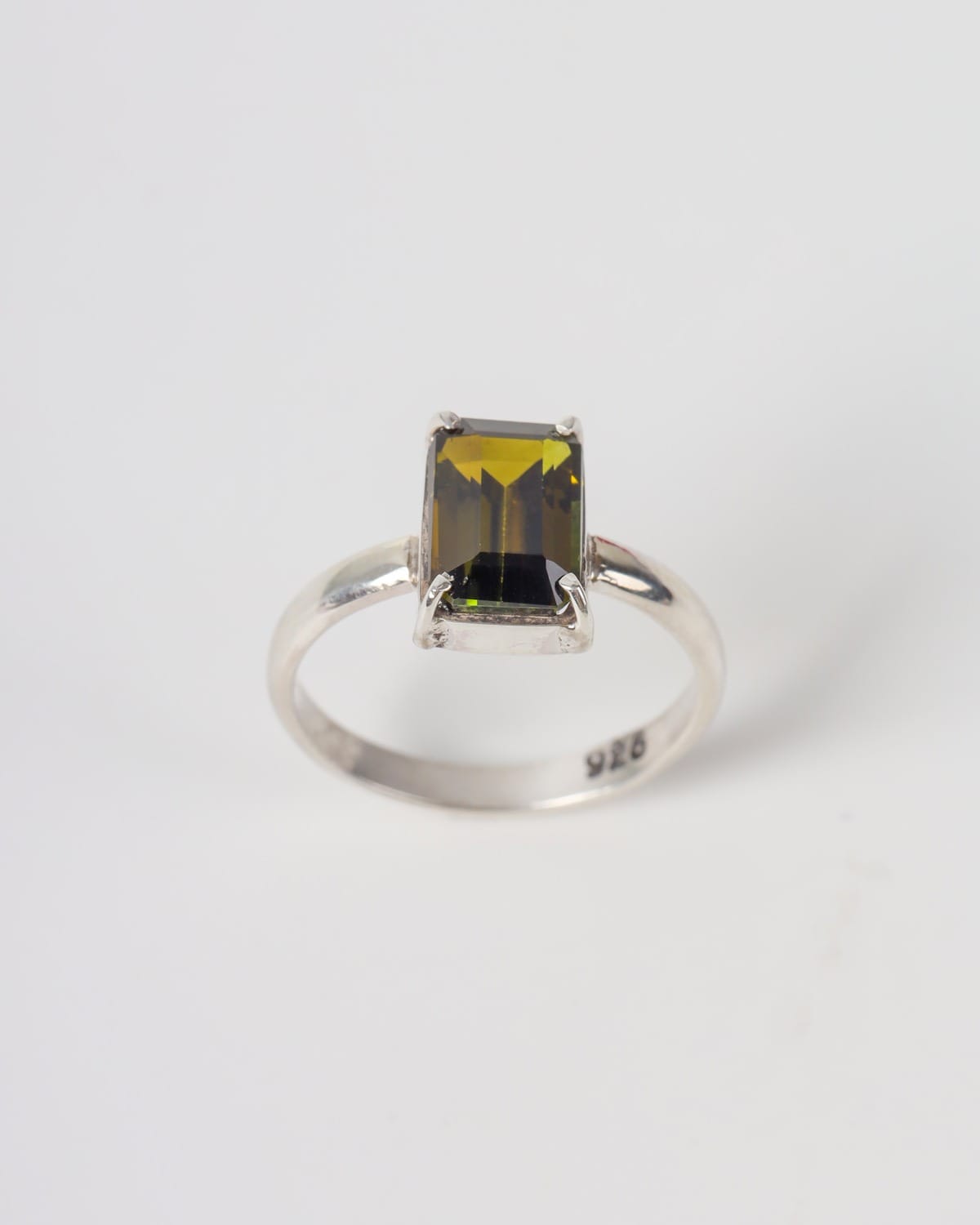 Womens Green Tourmaline Sterling Silver Ring