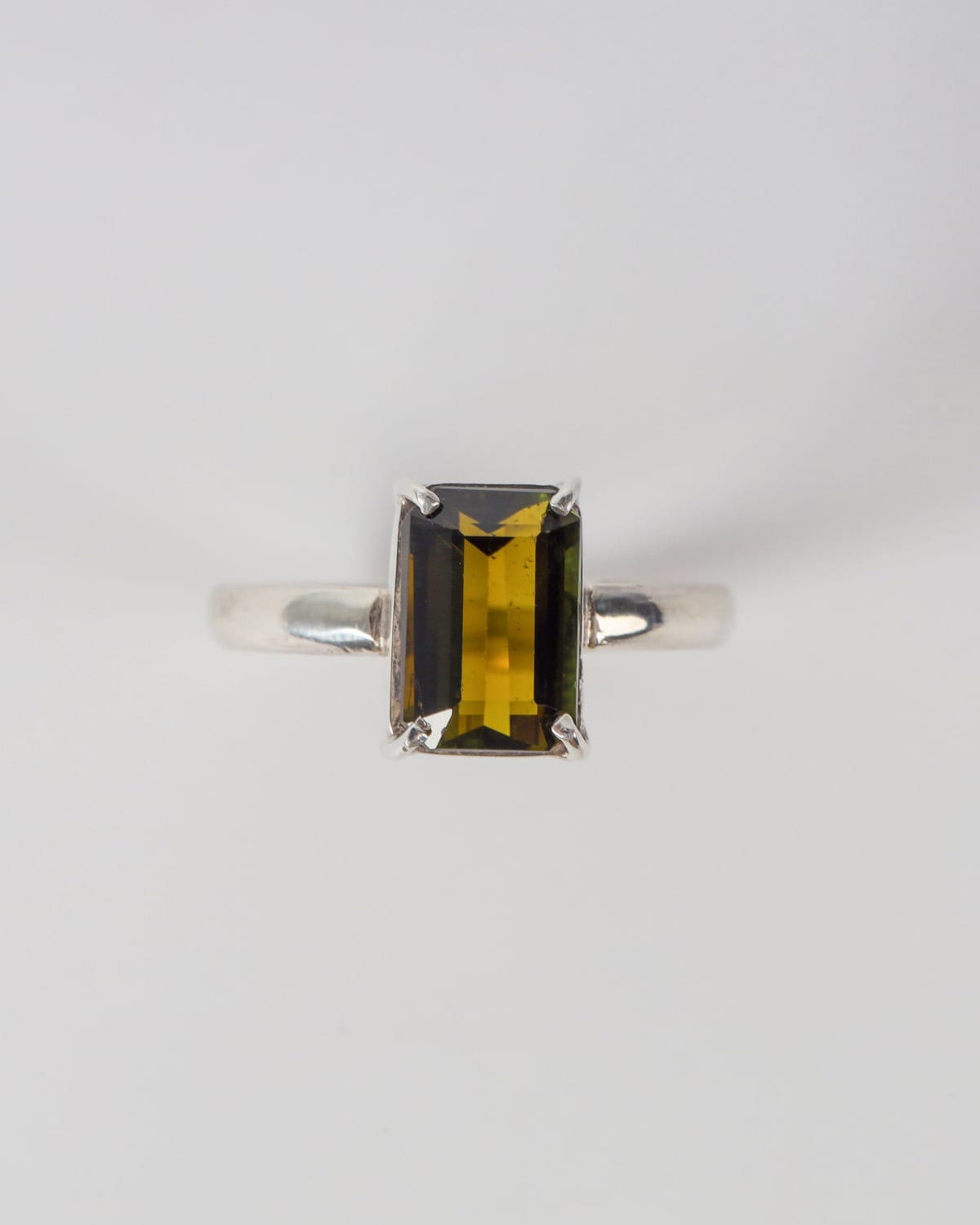 Womens Green Tourmaline Sterling Silver Ring