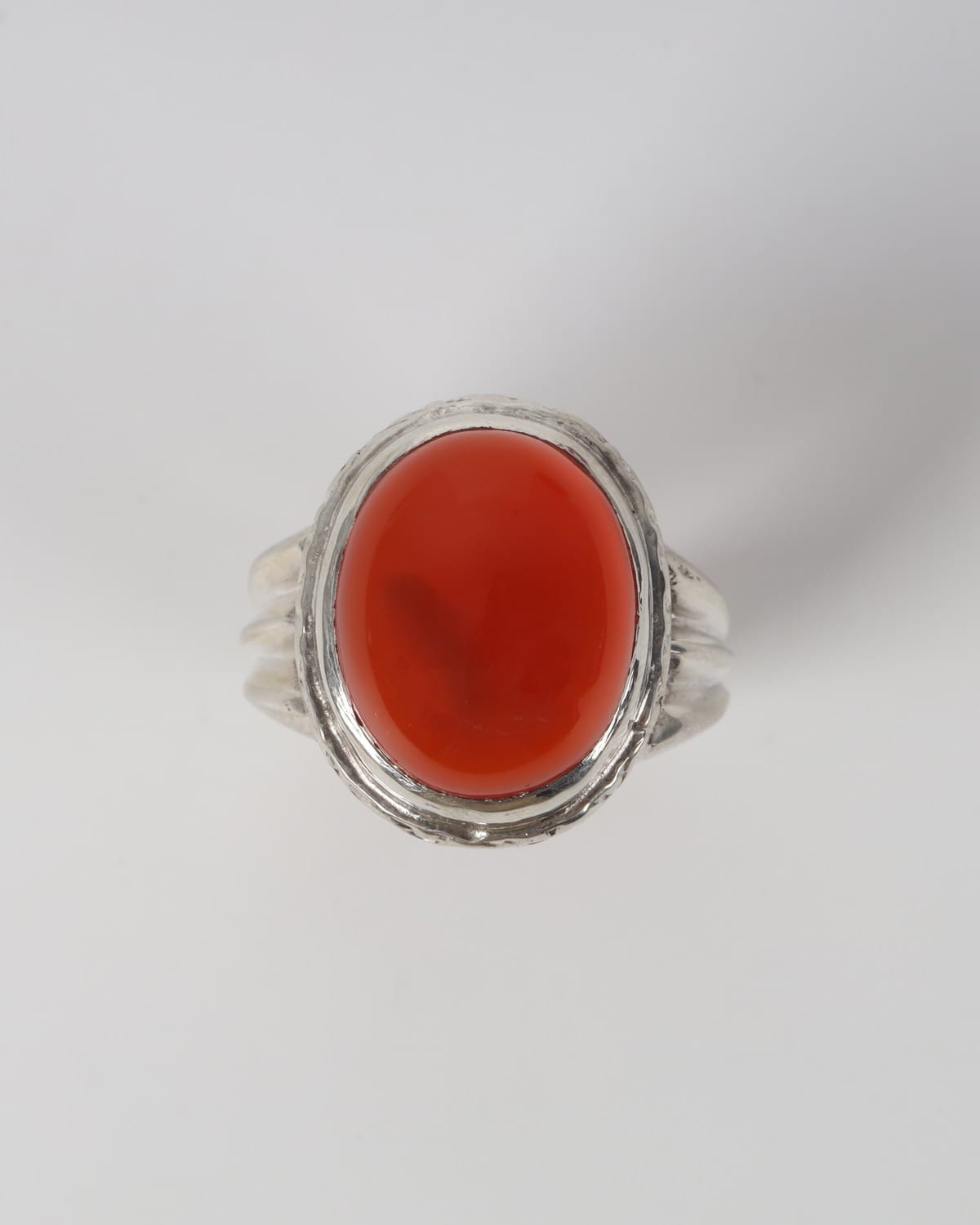 Mens Red Agate Silver Ring