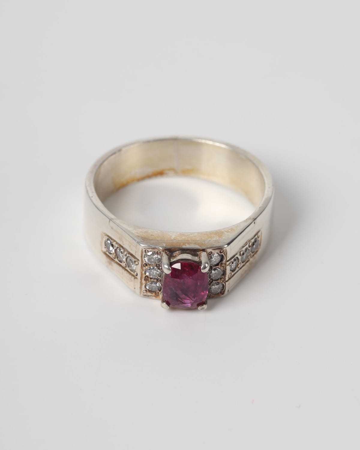 Mens Spinel Silver Ring