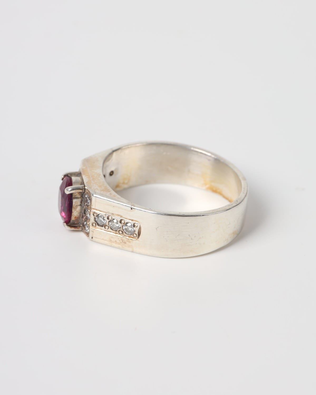 Mens Spinel Silver Ring
