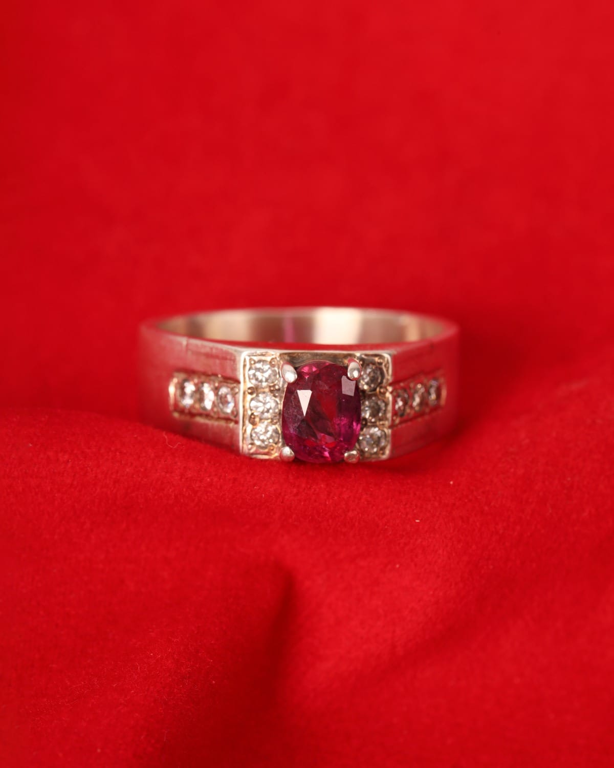 Mens Spinel Silver Ring