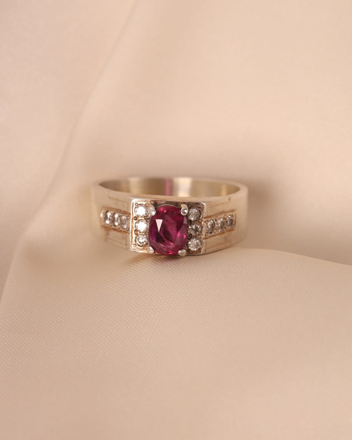 Mens Spinel Silver Ring