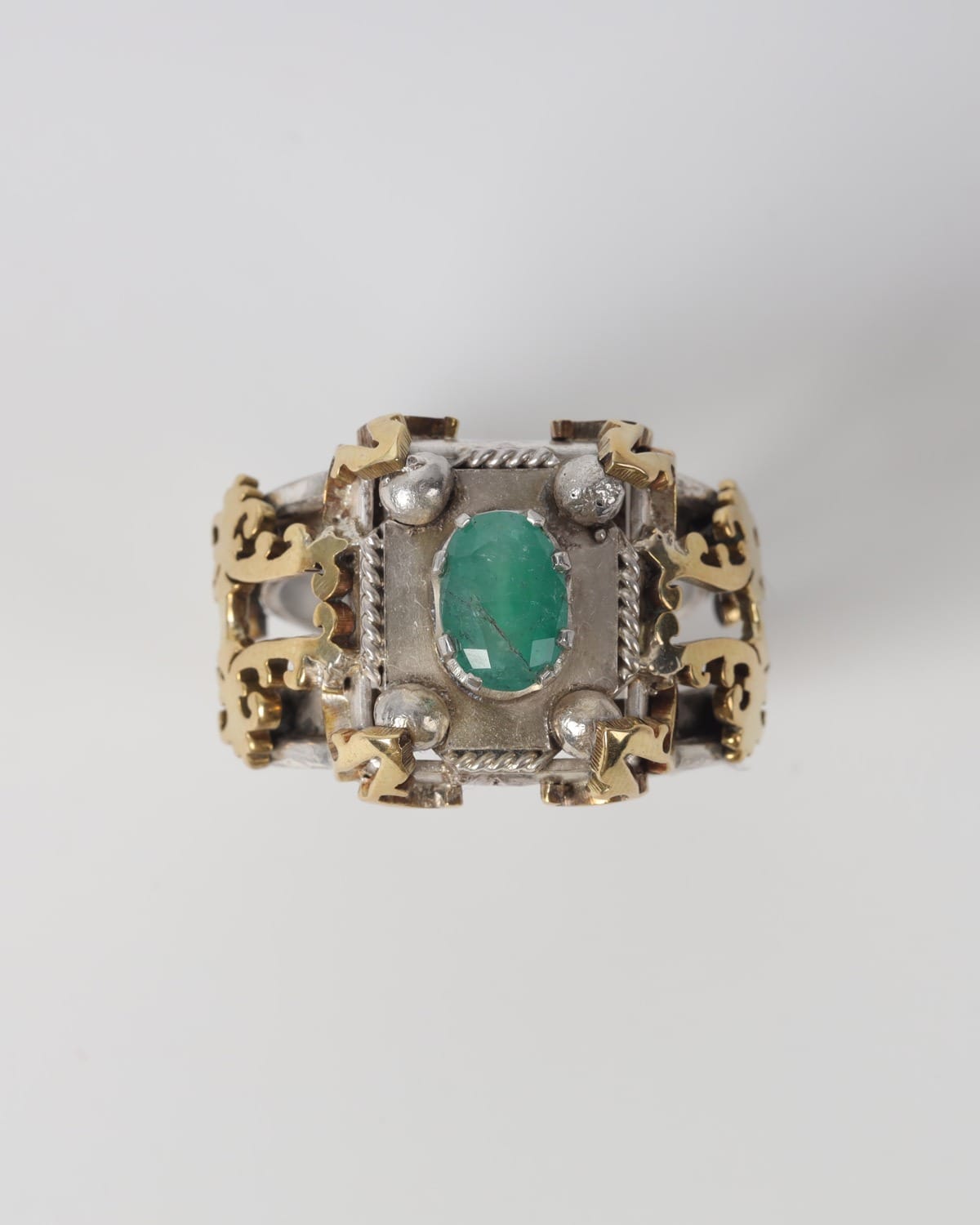 Mens Green Emerald Statement Ring