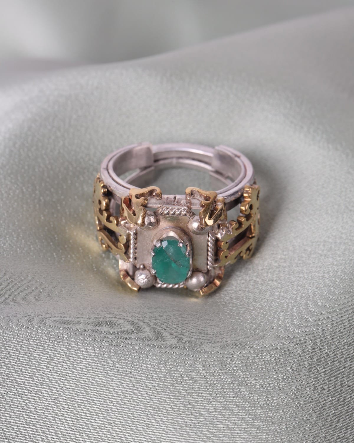 Mens Green Emerald Statement Ring