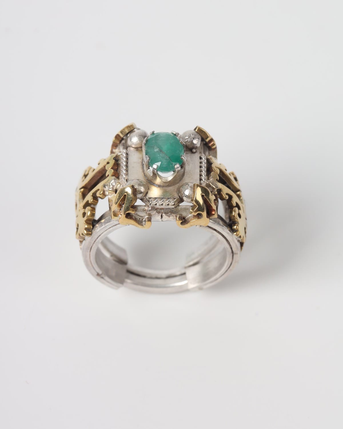 Mens Green Emerald Statement Ring