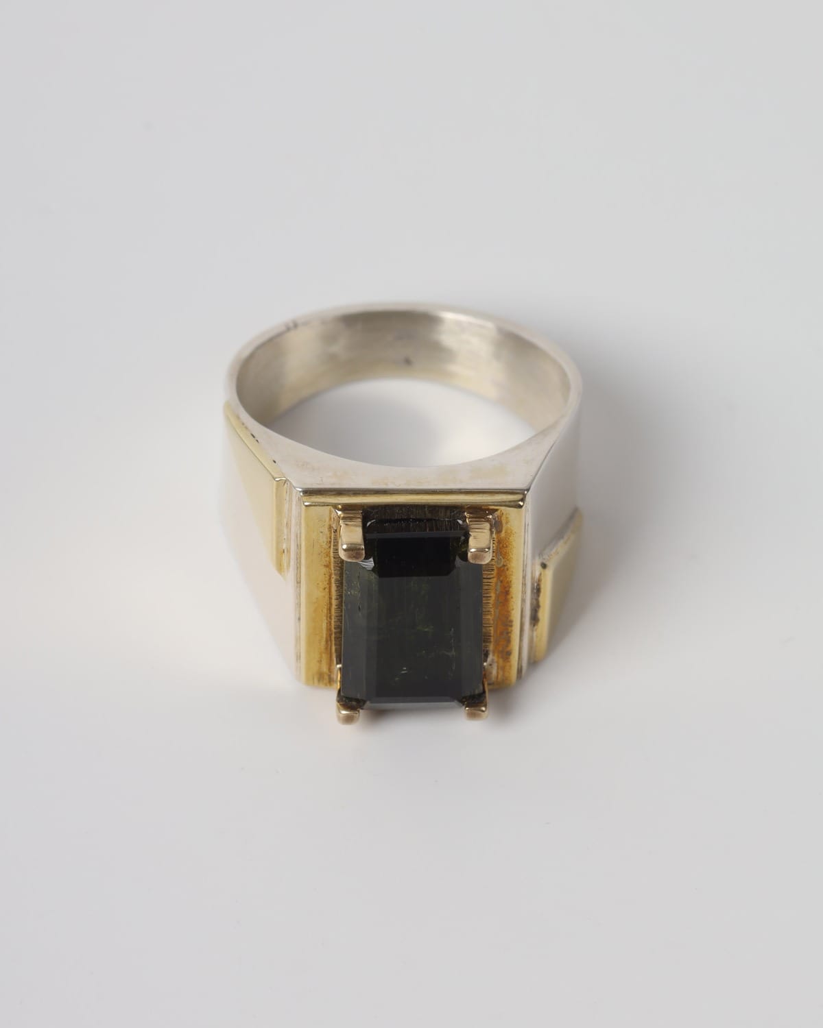 Mens Natural Kunar Tourmaline Silver Ring