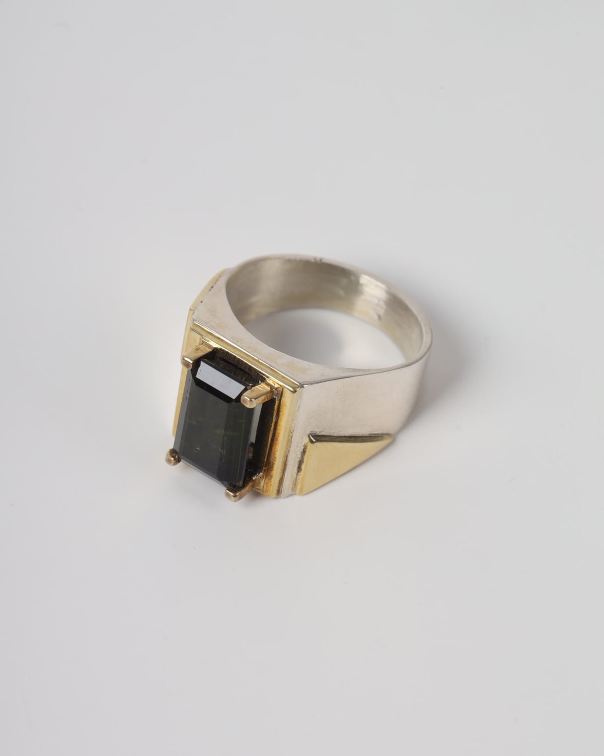 Mens Natural Kunar Tourmaline Silver Ring