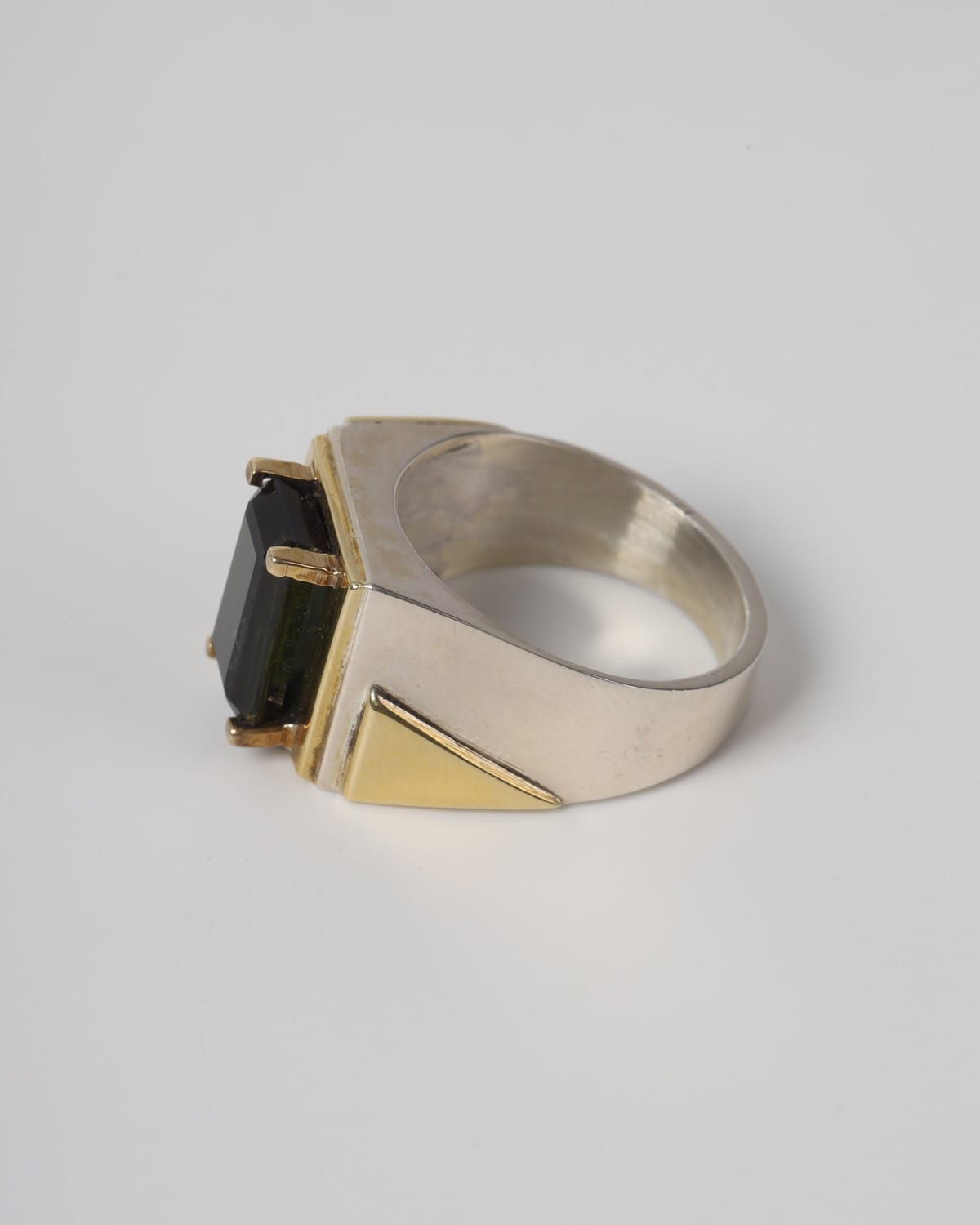 Mens Natural Kunar Tourmaline Silver Ring