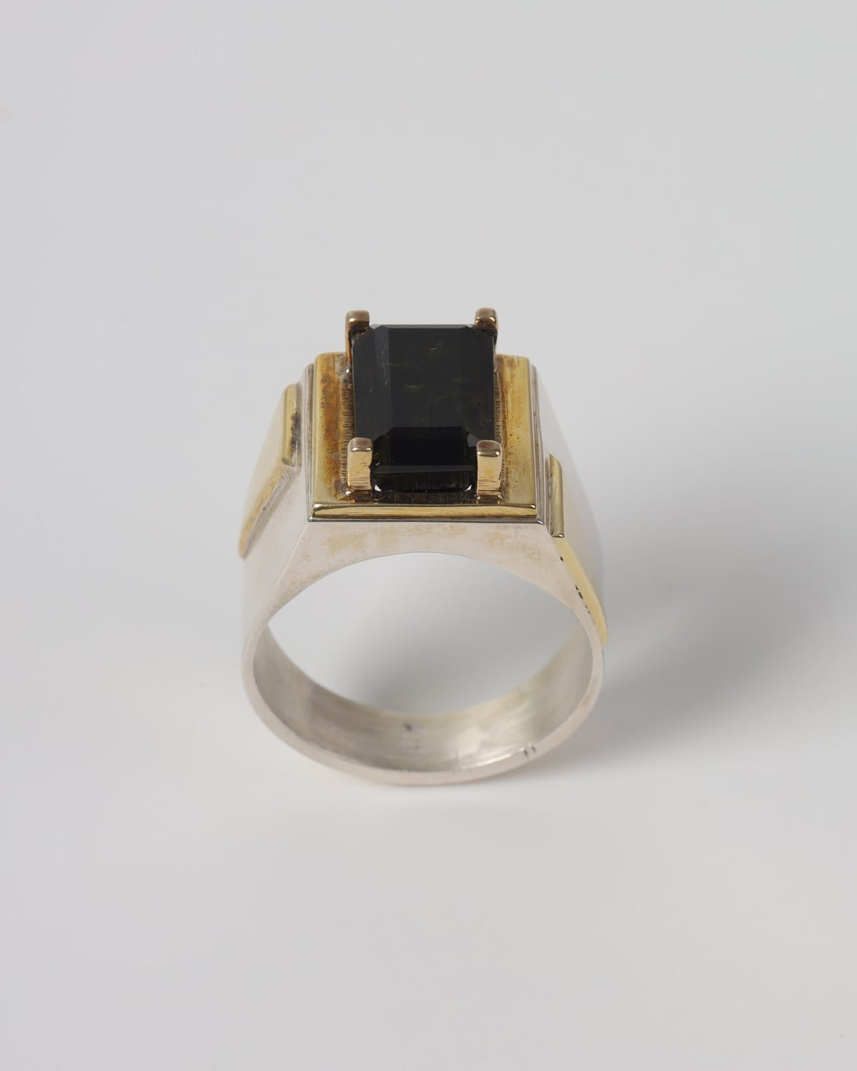Mens Natural Kunar Tourmaline Silver Ring