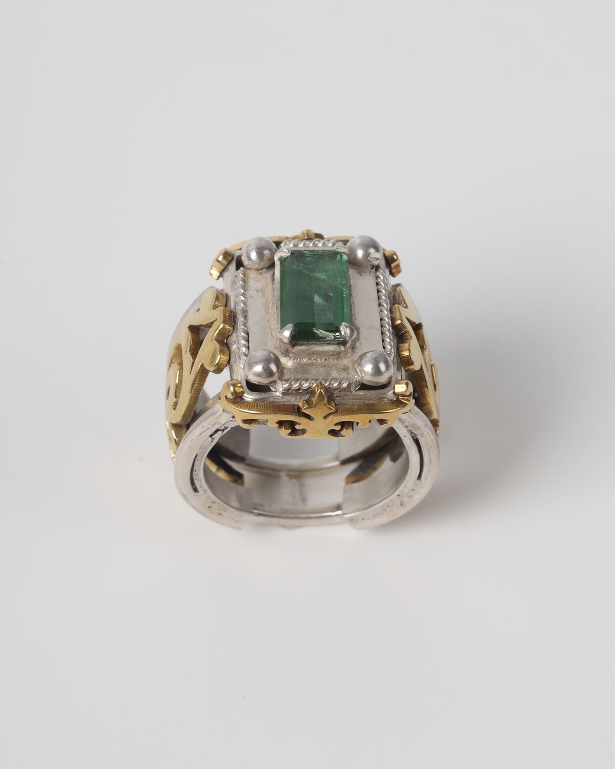 Mens Green Kunar Tourmaline Silver Ring