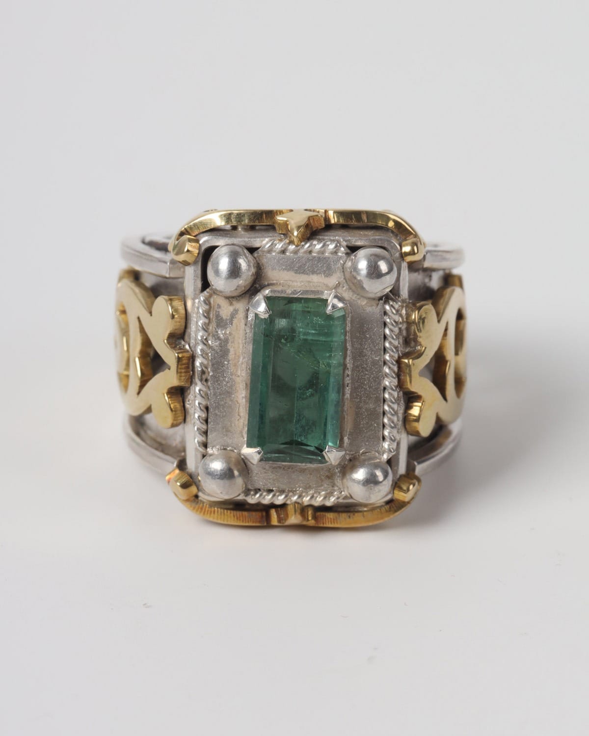 Mens Green Kunar Tourmaline Silver Ring