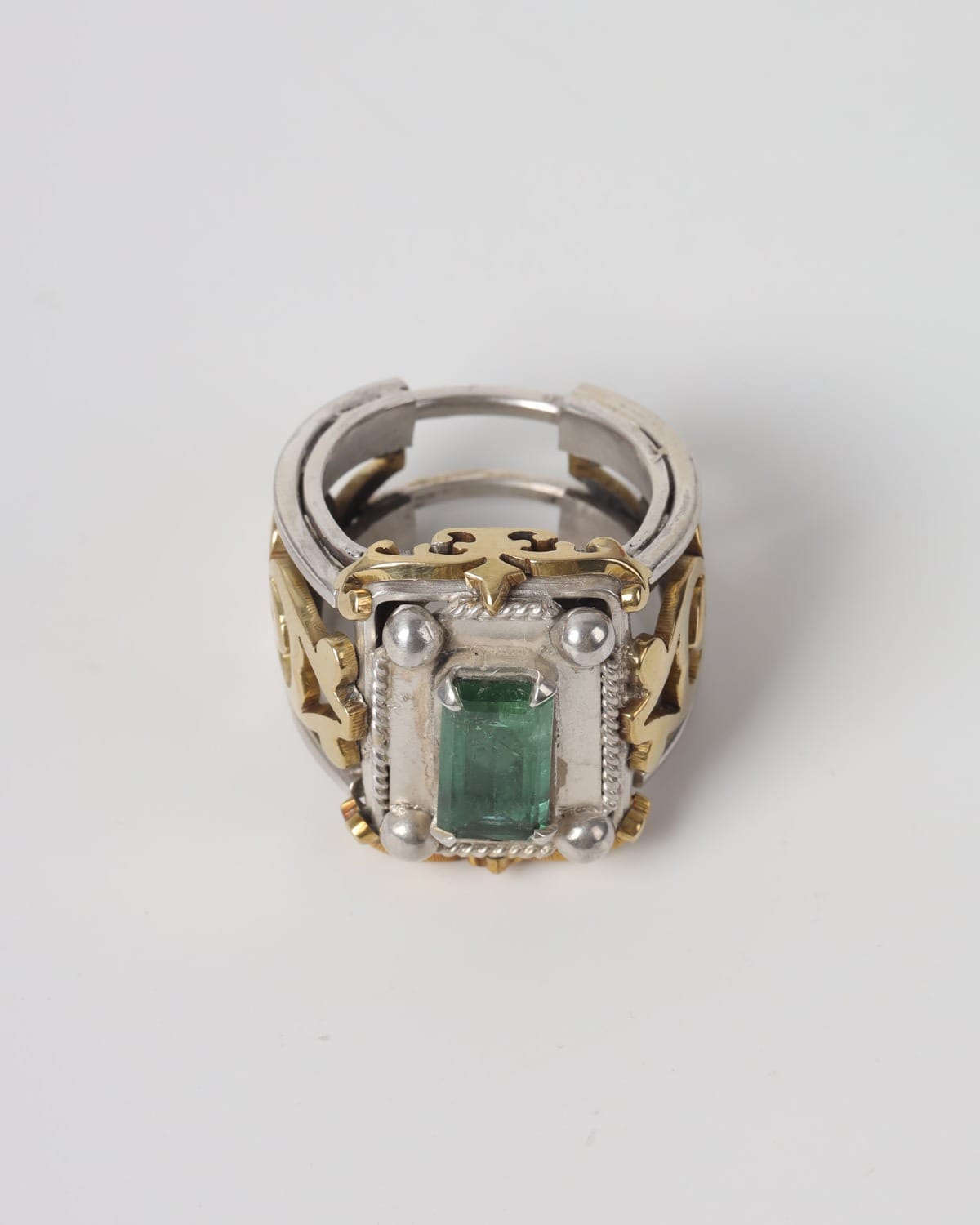 Mens Green Kunar Tourmaline Silver Ring