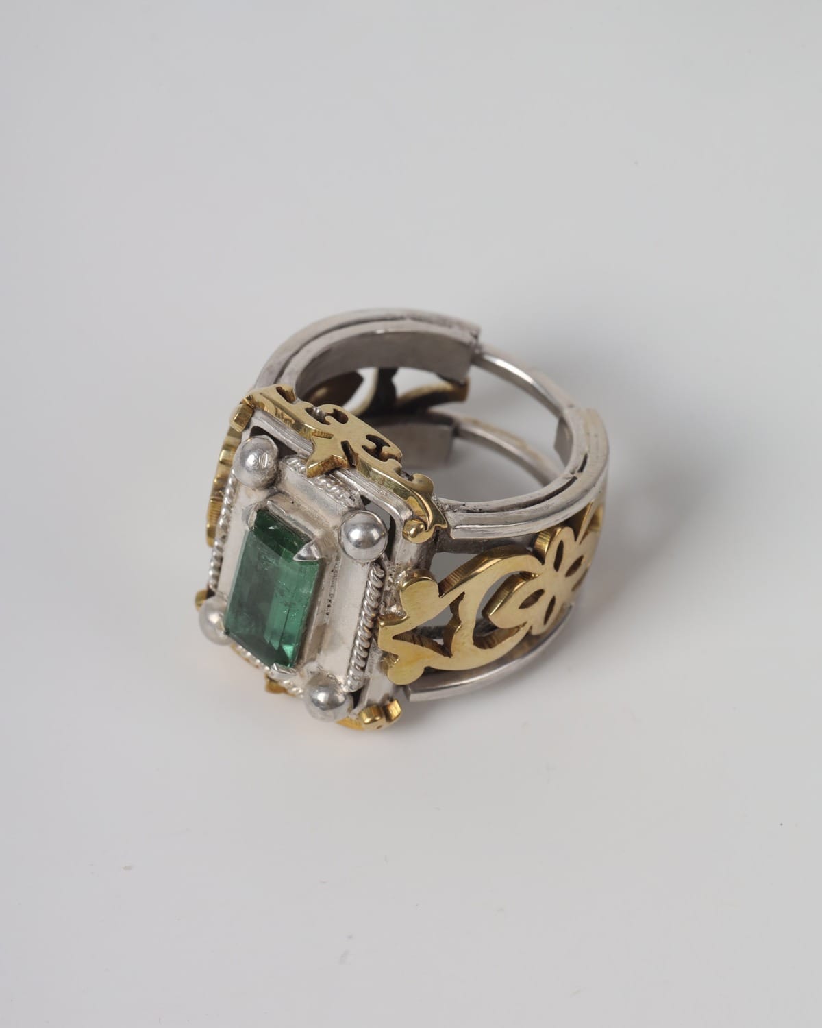 Mens Green Kunar Tourmaline Silver Ring