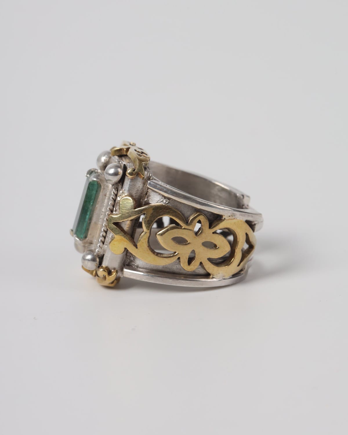 Mens Green Kunar Tourmaline Silver Ring